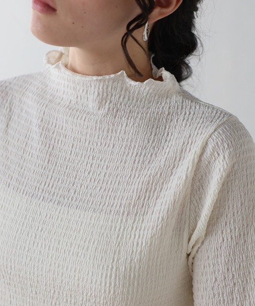Fizz(フィズ)の「【Fizz/フィズ】 カットシャーリング プチハイネック半袖Tee(Tシャツ/カットソー・レディース・グレイッシュベージュ/アイボリー/ブラック・M)」の10枚目の写真