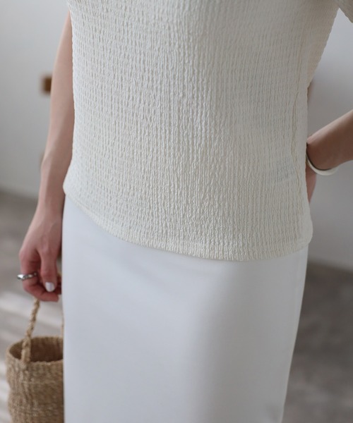 Fizz(フィズ)の「【Fizz/フィズ】 カットシャーリング プチハイネック半袖Tee(Tシャツ/カットソー・レディース・グレイッシュベージュ/アイボリー/ブラック・M)」の12枚目の写真