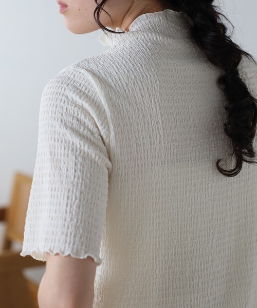 Fizz(フィズ)の「【Fizz/フィズ】 カットシャーリング プチハイネック半袖Tee(Tシャツ/カットソー・レディース・グレイッシュベージュ/アイボリー/ブラック・M)」の13枚目の写真