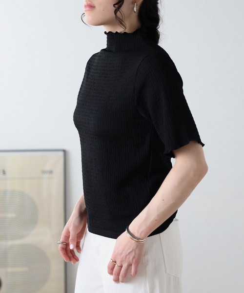 Fizz(フィズ)の「【Fizz/フィズ】 カットシャーリング プチハイネック半袖Tee(Tシャツ/カットソー・レディース・グレイッシュベージュ/アイボリー/ブラック・M)」の16枚目の写真
