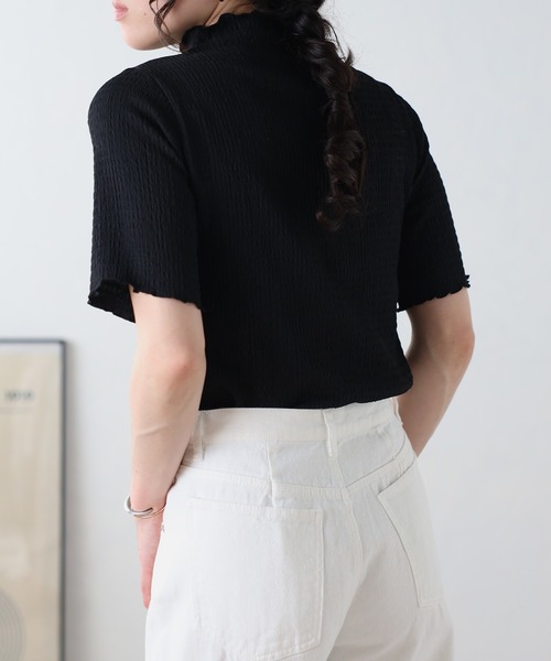 Fizz(フィズ)の「【Fizz/フィズ】 カットシャーリング プチハイネック半袖Tee(Tシャツ/カットソー・レディース・グレイッシュベージュ/アイボリー/ブラック・M)」の17枚目の写真