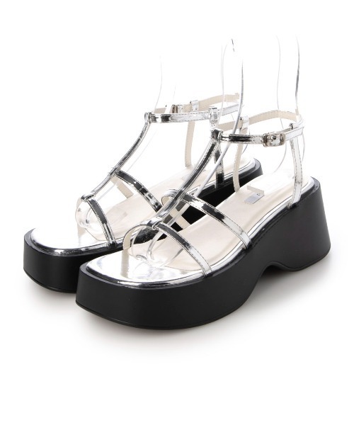 EVOL（イーボル）の「XSからLLまで豊富なサイズ展開【EVOL】Tストラップスクエア厚底サンダル IW5406（サンダル・レディース・ブラック/シルバー/アイボリー・XS/L/M/S/LL）」の11枚目の写真