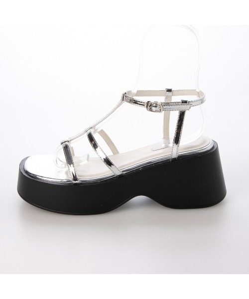 EVOL（イーボル）の「XSからLLまで豊富なサイズ展開【EVOL】Tストラップスクエア厚底サンダル IW5406（サンダル・レディース・ブラック/シルバー/アイボリー・XS/L/M/S/LL）」の12枚目の写真