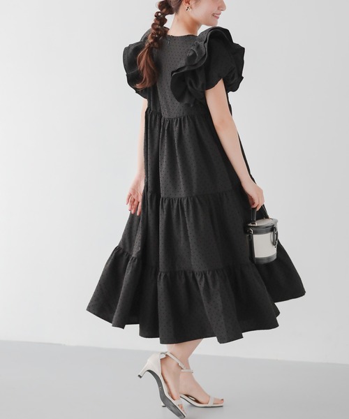 ZOZO限定アイテム】フロッキードットティアードワンピース（ワンピース