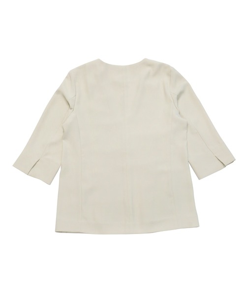 TOKYO SHIRTS(トウキョウシャツ)の「ノーカラージャケット 七分袖(ノーカラージャケット・レディース・ベージュ/ネイビー・L/M)」の5枚目の写真
