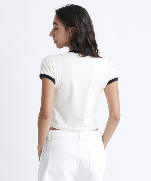 ROXY（ロキシー）の「LA FLORA/ロキシーパイピングショート丈リンガーTシャツ（Tシャツ/カットソー・レディース・ターコイズブルー/レッド/ホワイト/ブラック・MEDIUM/LARGE/SMALL）」の10枚目の写真