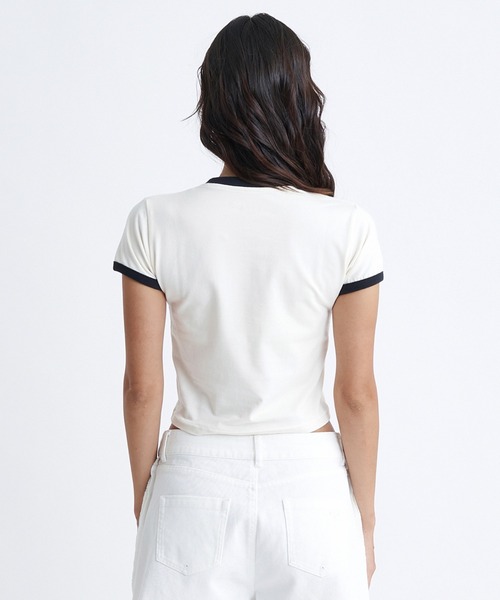 ROXY（ロキシー）の「LA FLORA/ロキシーパイピングショート丈リンガーTシャツ（Tシャツ/カットソー・レディース・ターコイズブルー/レッド/ホワイト/ブラック・MEDIUM/LARGE/SMALL）」の14枚目の写真