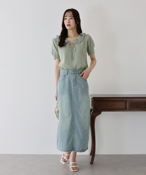 BLUEEAST（ブルーイースト）の「パール付きデニムスカート（デニムスカート・レディース・ブルー・MEDIUM/LARGE）」の7枚目の写真