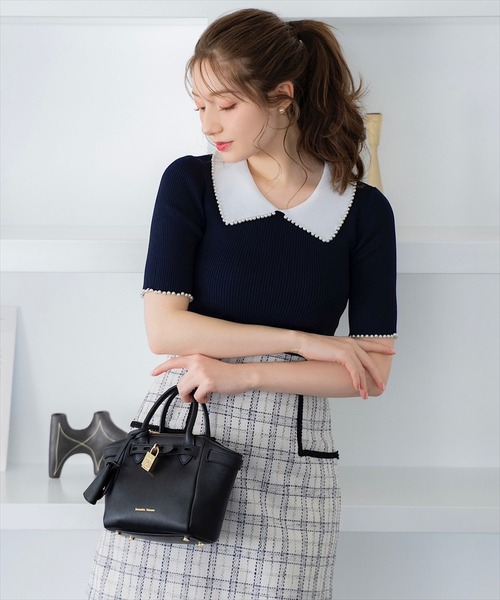 SWINGLE（スウィングル）の「【日本製】ブレードトリミングチェックミニスカート（スカート・レディース・ブラック系その他5/ベージュ系その他6・SMALL/MEDIUM）」の3枚目の写真