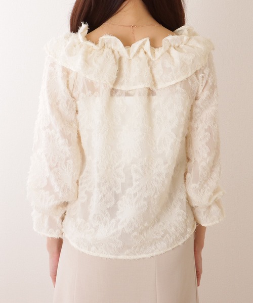 Lace Ladies(レースレディース)の「2WAY ギャザーネック クロス フリル キャンディ袖 ブラウス(シャツ/ブラウス・レディース・アイボリー/ブラック・FREE)」の14枚目の写真