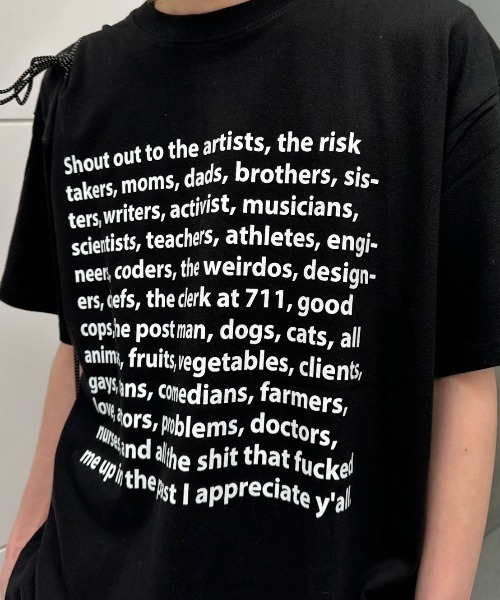 Chikashitsu +（チカシツプラス）の「【Chikashitsu +】logo lettering t-shirt / 【チカシツプラス】ロゴレタリングプリント半袖Tシャツ（Tシャツ/カットソー・メンズ・ホワイト/ブラック・ONE SIZE）」の10枚目の写真