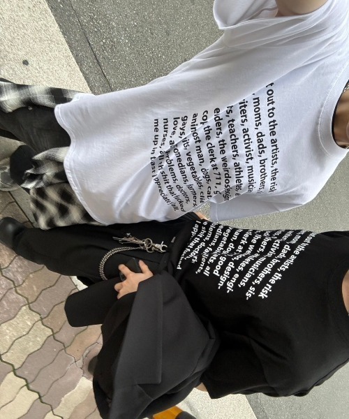 Chikashitsu +（チカシツプラス）の「【Chikashitsu +】logo lettering t-shirt / 【チカシツプラス】ロゴレタリングプリント半袖Tシャツ（Tシャツ/カットソー・メンズ・ホワイト/ブラック・ONE SIZE）」の11枚目の写真