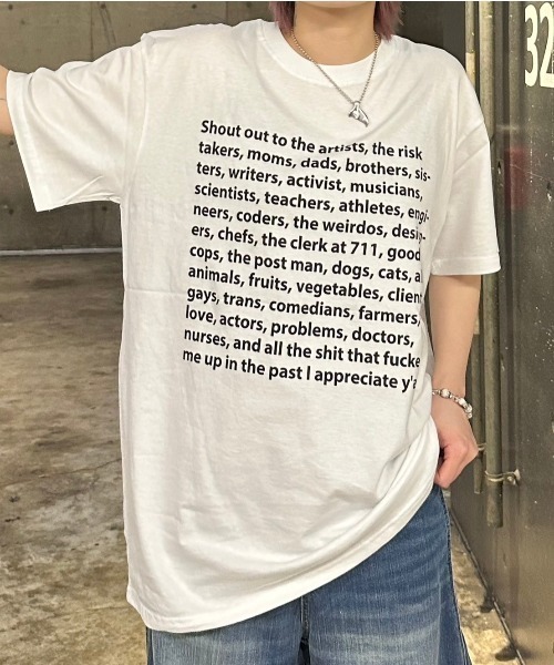 Chikashitsu +（チカシツプラス）の「【Chikashitsu +】logo lettering t-shirt / 【チカシツプラス】ロゴレタリングプリント半袖Tシャツ（Tシャツ/カットソー・メンズ・ホワイト/ブラック・ONE SIZE）」の21枚目の写真