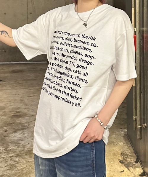 Chikashitsu +（チカシツプラス）の「【Chikashitsu +】logo lettering t-shirt / 【チカシツプラス】ロゴレタリングプリント半袖Tシャツ（Tシャツ/カットソー・メンズ・ホワイト/ブラック・ONE SIZE）」の22枚目の写真