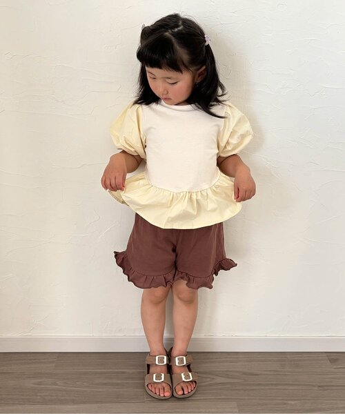 p.premier（ピードットプルミエ）の「ペプラムパフTシャツ（Tシャツ/カットソー・キッズ・ブラック/ブラウン/アイボリー・130/140/90/100/110/120/80）」の4枚目の写真
