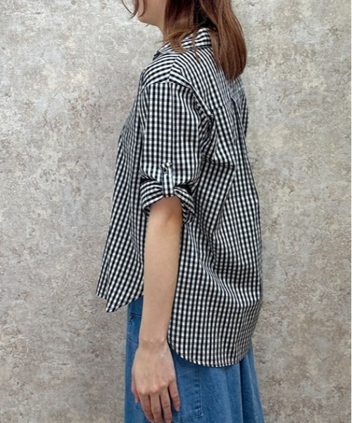 axes femme（アクシーズファム）の「花刺繍入スキッパーシャツ（シャツ/ブラウス・レディース・ホワイト/ブラック/ブルー・FREE）」の21枚目の写真