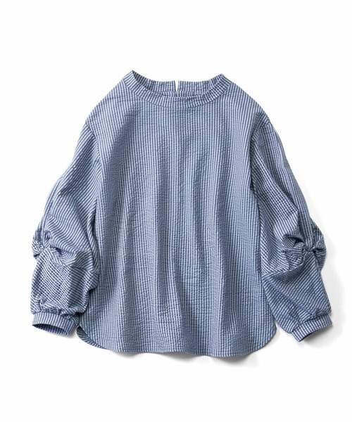 Live in comfort（リブインコンフォート）の「リブ　イン　コンフォート　ツイストデザインが華やかな着映えサッカーカットソートップス（Tシャツ/カットソー・レディース・ベージュ/ネイビー/レッド・MEDIUM/LARGE/X-LARGE）」の3枚目の写真