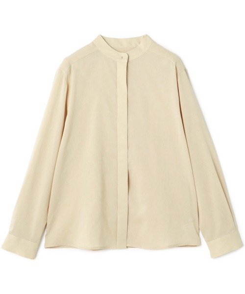 SUIT SELECT(スーツセレクト)の「【吸水速乾・ストレッチ素材】ほんのりシアーなメタル釦バンドカラーシャツ(シャツ/ブラウス・レディース・サックスブルー/ブラック/ピンク/ベージュ・S/M/L)」の22枚目の写真