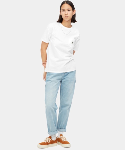 Carhartt WIP(カーハートダブリューアイピー)の「Carhartt WIP/カーハートダブリューアイピー 半袖Tシャツ ポケット MUJI I032215(Tシャツ/カットソー・レディース・ホワイト/ブラック/ライトブルー・S/M)」の7枚目の写真