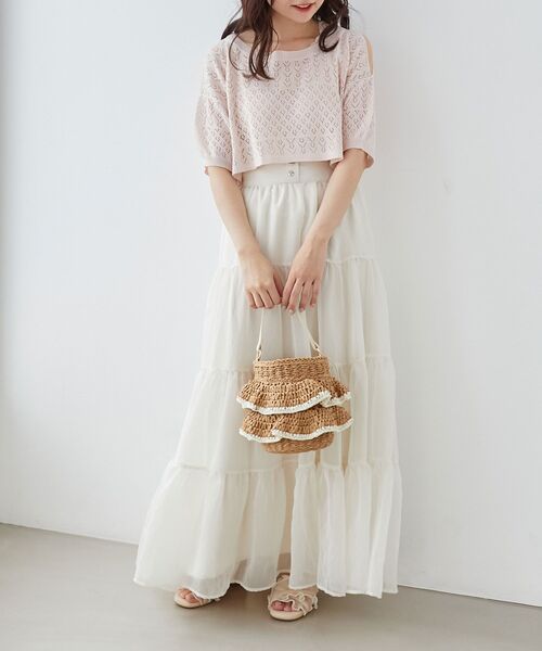 MAJESTIC LEGON（マジェスティックレゴン）の「フリルペーパーバッグ（ハンドバッグ・レディース・ベージュ/アイボリー・FREE）」の6枚目の写真