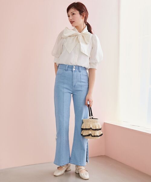 MAJESTIC LEGON（マジェスティックレゴン）の「フリルペーパーバッグ（ハンドバッグ・レディース・ベージュ/アイボリー・FREE）」の7枚目の写真