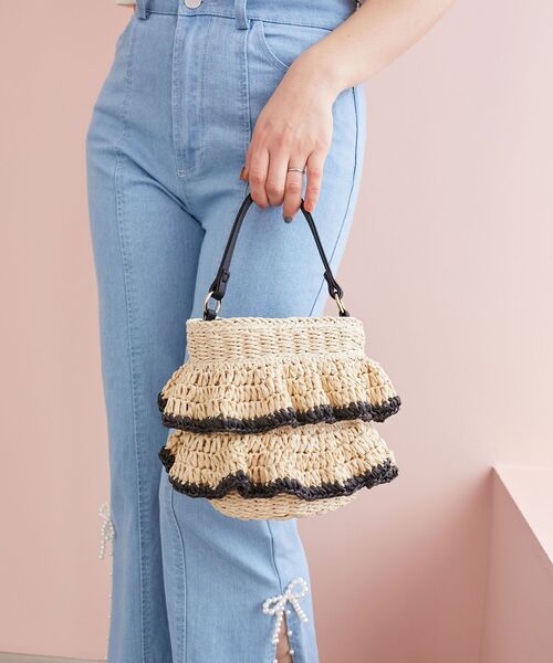 MAJESTIC LEGON（マジェスティックレゴン）の「フリルペーパーバッグ（ハンドバッグ・レディース・ベージュ/アイボリー・FREE）」の8枚目の写真