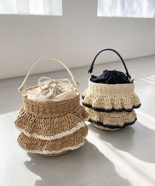 MAJESTIC LEGON（マジェスティックレゴン）の「フリルペーパーバッグ（ハンドバッグ・レディース・ベージュ/アイボリー・FREE）」の9枚目の写真