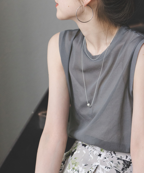 NOBLE ノーブル　ノースリーブドレープトップ ノースリーブドレープトップ（Tシャツ／カットソー）｜NOBLE