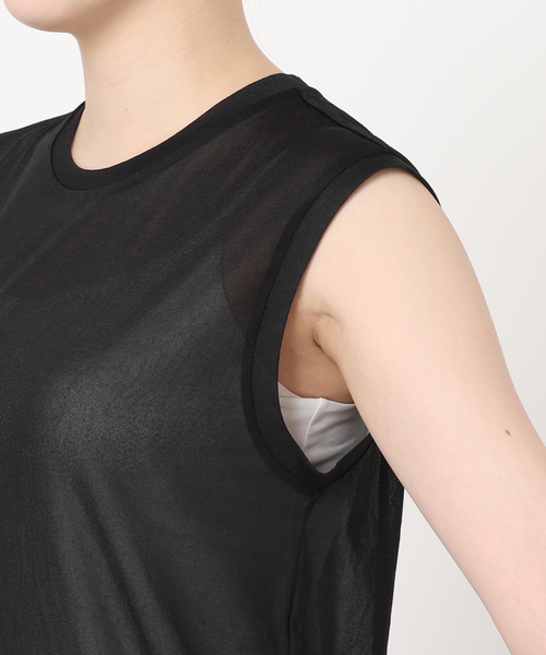 （ノーブル）シァースキニーノースリーブニットBLACK完売 Noble（ノーブル）の「《追加》シアースキニーノースリーブ