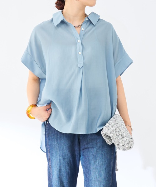 un dix cors(アンディコール)の「ドルマンシャツ(シャツ/ブラウス・レディース・チャコールグレー/オフホワイト/ブルー・FREE)」の3枚目の写真