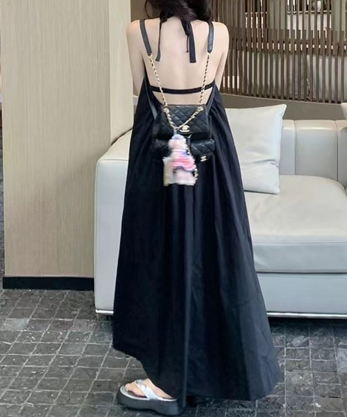 セール】バックオープン ホルターネックワンピース（ワンピース