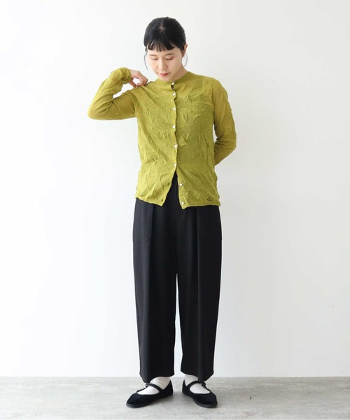 yuni(ユニ )の「コットンポリエステル キャッチワッシャー カーディガン 1701KN015242(カーディガン/ボレロ・レディース・グリーン/イエロー/ブラック・FREE)」の10枚目の写真