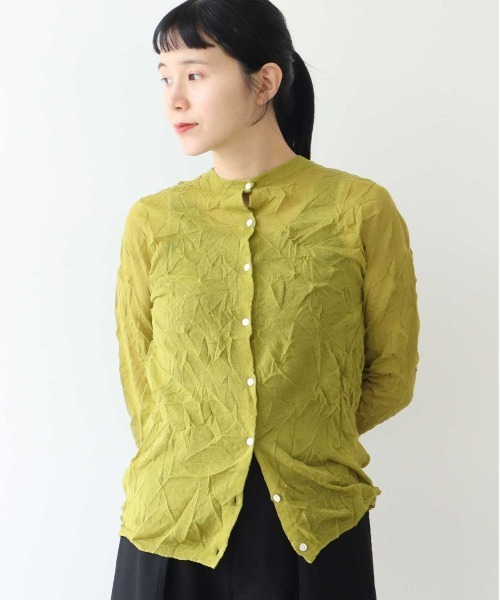 yuni(ユニ )の「コットンポリエステル キャッチワッシャー カーディガン 1701KN015242(カーディガン/ボレロ・レディース・グリーン/イエロー/ブラック・FREE)」の11枚目の写真