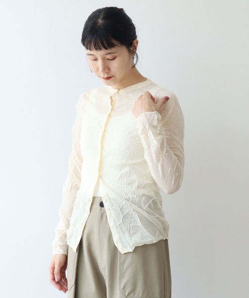 yuni(ユニ )の「コットンポリエステル キャッチワッシャー カーディガン 1701KN015242(カーディガン/ボレロ・レディース・グリーン/イエロー/ブラック・FREE)」の7枚目の写真