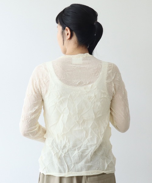 yuni(ユニ )の「コットンポリエステル キャッチワッシャー カーディガン 1701KN015242(カーディガン/ボレロ・レディース・グリーン/イエロー/ブラック・FREE)」の8枚目の写真