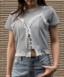 ビスチェセット tシャツ レースtシャツ」に該当するファッション
