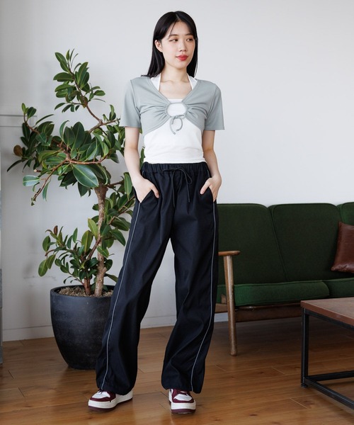 3.3 Field Trip (3.3フィールドトリップ)の「3.3 Field Trip/キャミツキハンソデカーデ(カーディガン/ボレロ・レディース・ピンク/グレー/ブラック・FREE)」の10枚目の写真