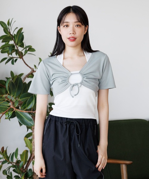 3.3 Field Trip (3.3フィールドトリップ)の「3.3 Field Trip/キャミツキハンソデカーデ(カーディガン/ボレロ・レディース・ピンク/グレー/ブラック・FREE)」の13枚目の写真