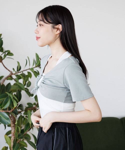 3.3 Field Trip (3.3フィールドトリップ)の「3.3 Field Trip/キャミツキハンソデカーデ(カーディガン/ボレロ・レディース・ピンク/グレー/ブラック・FREE)」の14枚目の写真