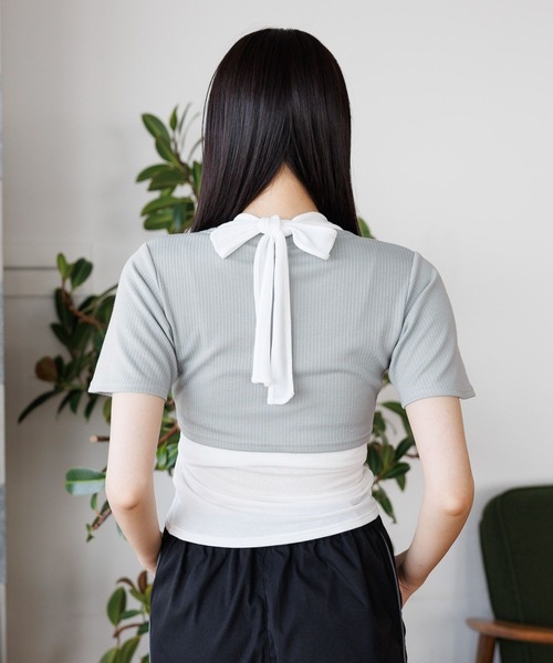 3.3 Field Trip (3.3フィールドトリップ)の「3.3 Field Trip/キャミツキハンソデカーデ(カーディガン/ボレロ・レディース・ピンク/グレー/ブラック・FREE)」の15枚目の写真