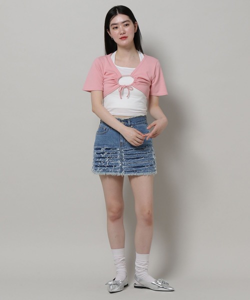 3.3 Field Trip (3.3フィールドトリップ)の「3.3 Field Trip/キャミツキハンソデカーデ(カーディガン/ボレロ・レディース・ピンク/グレー/ブラック・FREE)」の16枚目の写真