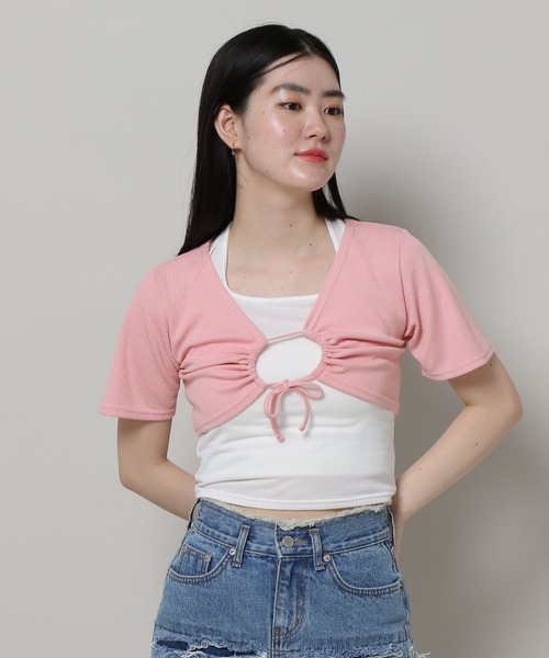 3.3 Field Trip (3.3フィールドトリップ)の「3.3 Field Trip/キャミツキハンソデカーデ(カーディガン/ボレロ・レディース・ピンク/グレー/ブラック・FREE)」の18枚目の写真