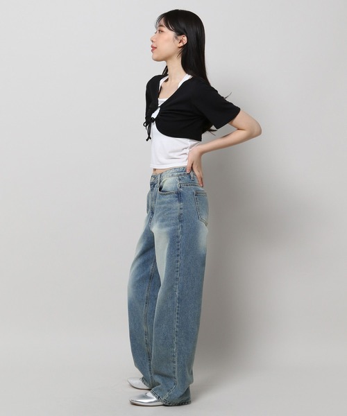 3.3 Field Trip (3.3フィールドトリップ)の「3.3 Field Trip/キャミツキハンソデカーデ(カーディガン/ボレロ・レディース・ピンク/グレー/ブラック・FREE)」の20枚目の写真