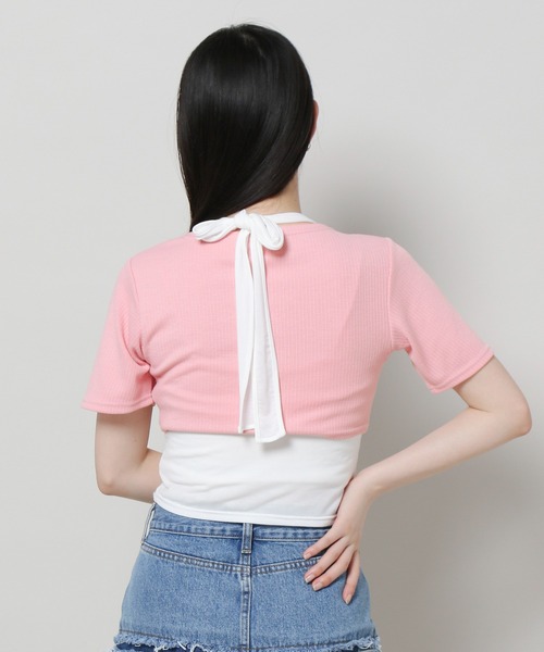 3.3 Field Trip (3.3フィールドトリップ)の「3.3 Field Trip/キャミツキハンソデカーデ(カーディガン/ボレロ・レディース・ピンク/グレー/ブラック・FREE)」の8枚目の写真