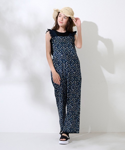 pom ponette junior（ポンポネットジュニア）の「【AMI】フラワーキャットサロペット（サロペット/オーバーオール・キッズ・ネイビー/ブラック・M/L）」の2枚目の写真