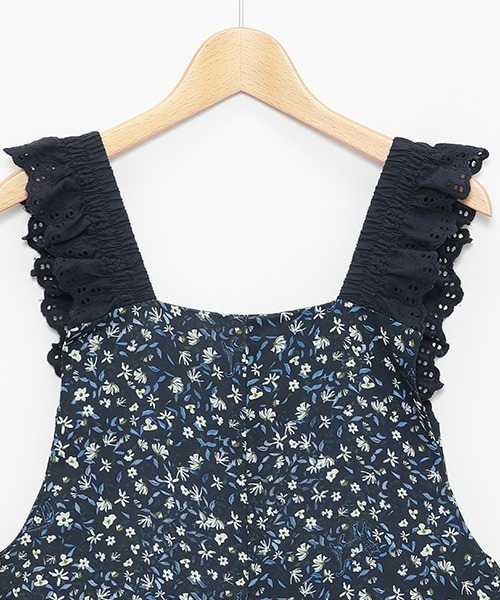 pom ponette junior（ポンポネットジュニア）の「【AMI】フラワーキャットサロペット（サロペット/オーバーオール・キッズ・ネイビー/ブラック・M/L）」の5枚目の写真