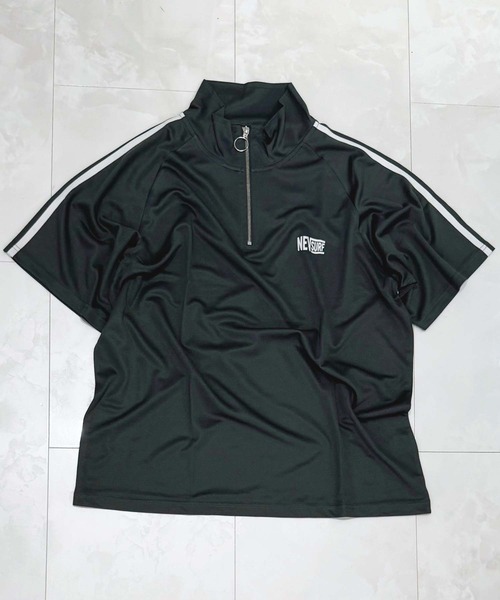 NEV 速乾 ドライメッシュ オーバーサイズ ハーフZIP 半袖T（T