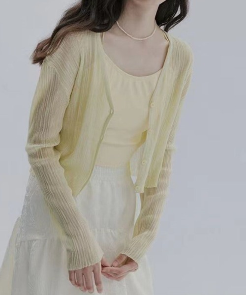 B'day（ビーデイ）の「【 B'day / ビーデー 】UVカットショート丈 シアーカーディガン（カーディガン/ボレロ・レディース・ホワイト/グリーン/ピンク/イエロー/ブラック・FREE）」の7枚目の写真