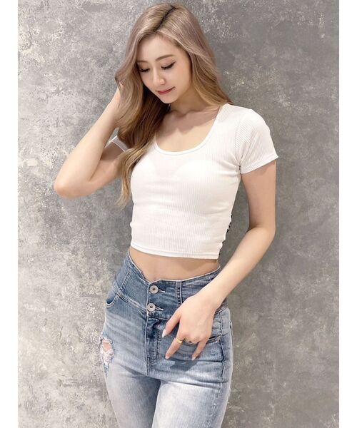 GYDA(ジェイダ)の「レオパードバックリボントップス(Tシャツ/カットソー・レディース・ブラック/オフホワイト・FREE)」の10枚目の写真