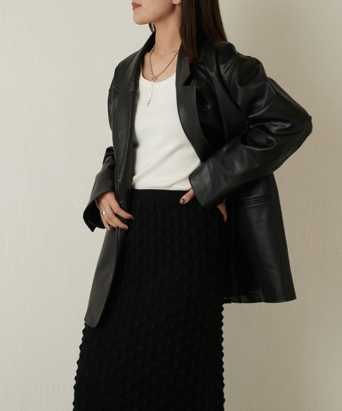 Lui's（ルイス）の「リブロンT（Tシャツ/カットソー・レディース・オフホワイト/ブラック/チャコールグレー・FREE）」の7枚目の写真